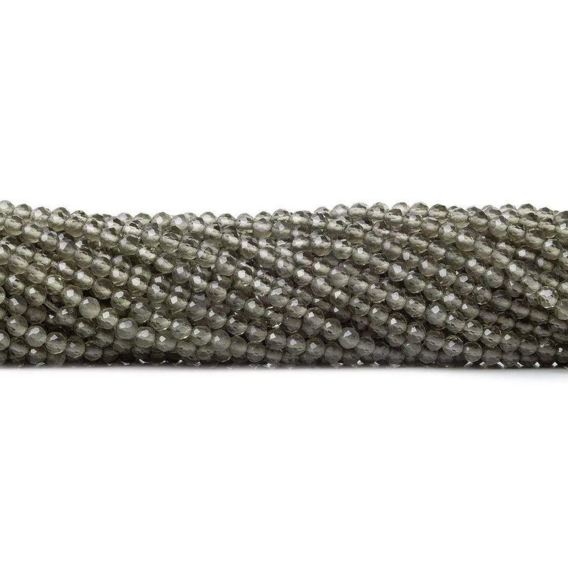 2.5mm Smoky Quartz micro faceted round beads 13 inch 135 pieces (ONLINE ORDER ONLY)