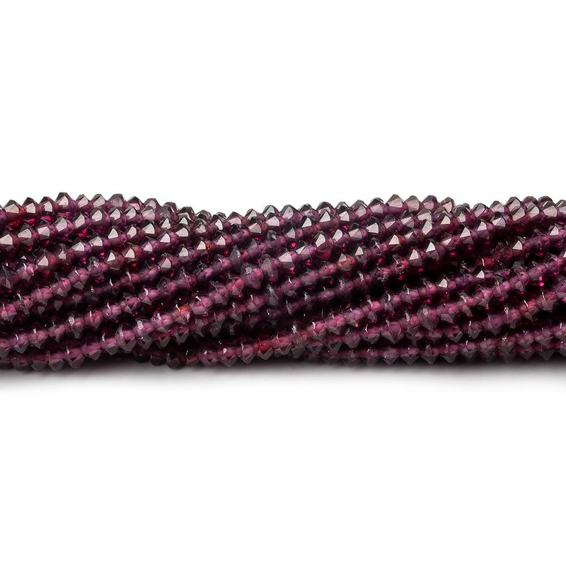 3mm Rhodolite Garrnet micro faceted disc rondelle beads 12.5 inch 155 pieces AAA (ONLINE ORDER ONLY)