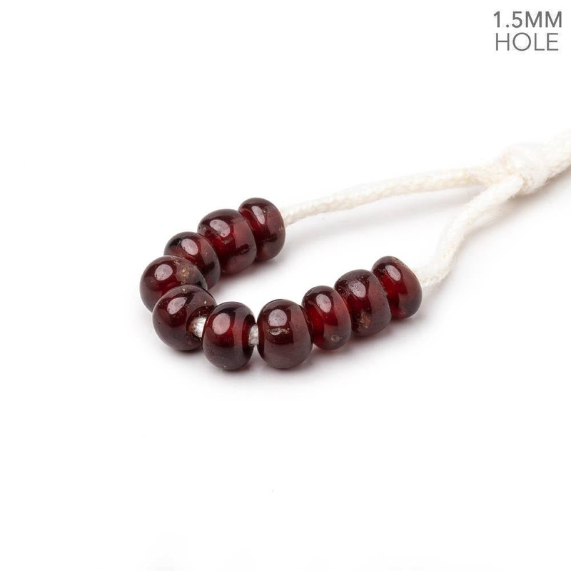 6mm Garnet 1.5mm Large Hole Plain Rondelle Set of 10 (ONLINE ORDER ONLY)