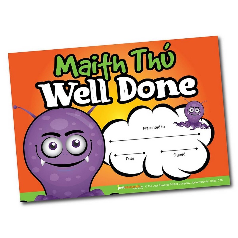 Maith Th/Well Done Certs Pack of 20