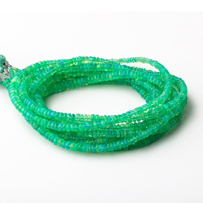 2-4.5mm Lime Green Ethiopian Opal Plain Rondelle Beads 17 inch 245 pieces (ONLINE ORDER ONLY)