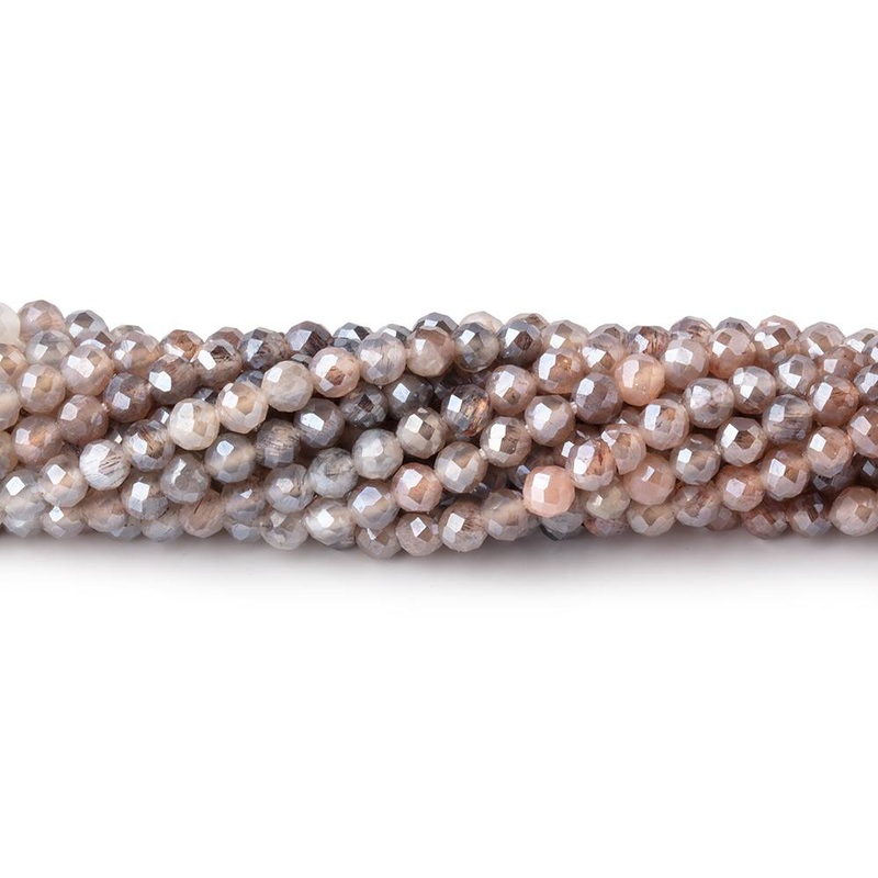 3mm Mystic Multi Color Moonstone Micro Faceted Rounds 12.5 inch 115 beads AA (ONLINE ORDER ONLY)