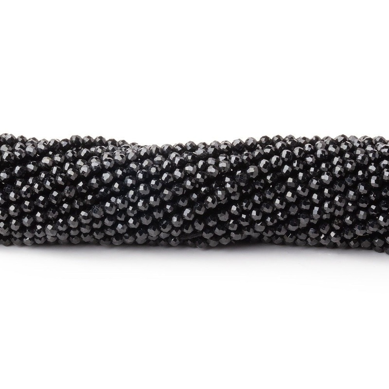 2mm Black Tourmaline Micro Faceted Round Beads 12.75 inch 174 pieces AAA (ONLINE ORDER ONLY)