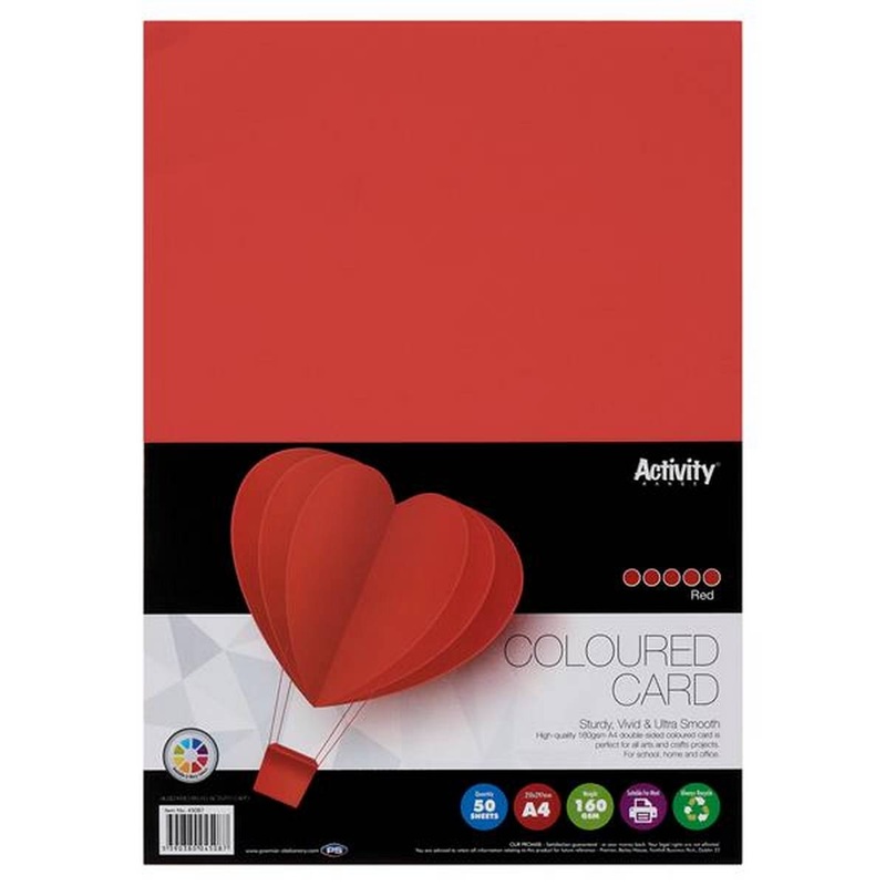A4 Red Card 160gsm (Pack of 50 sheets)
