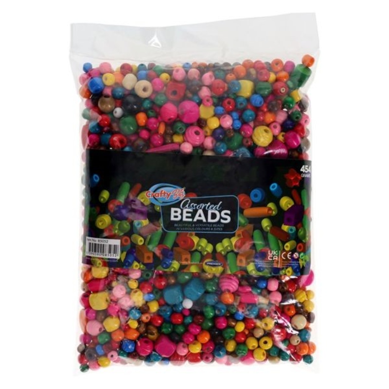 Assorted Wooden Beads Bag 454g