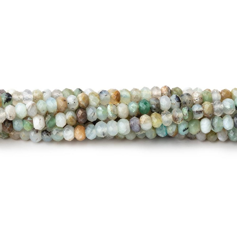 3.5mm Blue Peruvian Opal Micro Faceted Rondelle Beads 15.75 inch 168 pieces AA (ONLINE ORDER ONLY)
