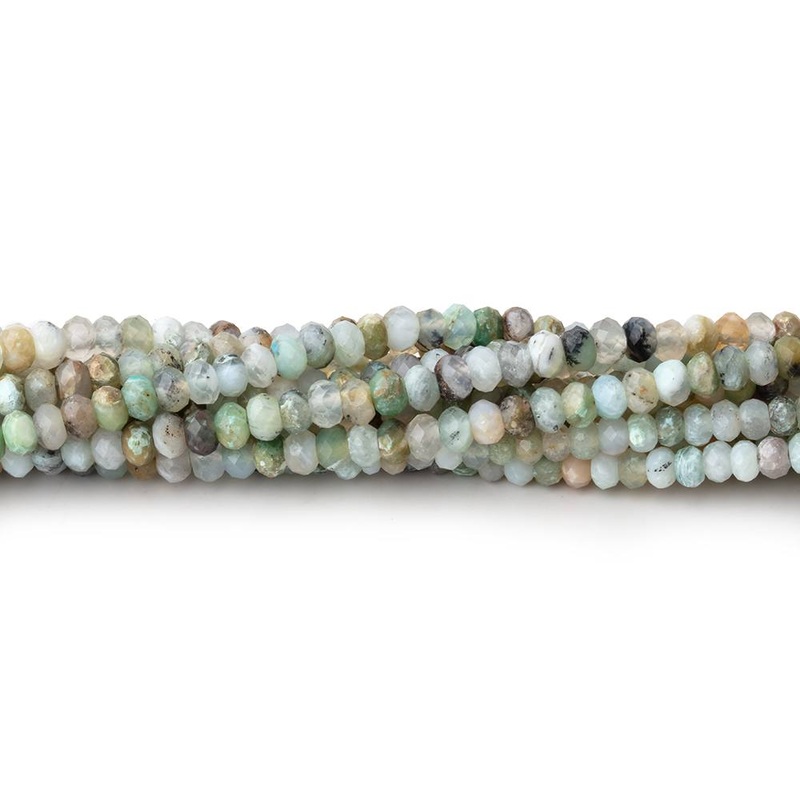 3mm Blue Peruvian Opal Micro Faceted Rondelle Beads 15.75 inch 180 pieces AA (ONLINE ORDER ONLY)