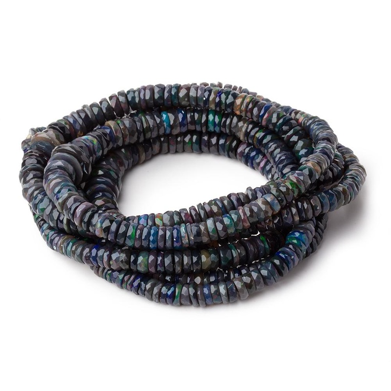 5-10mm Ethiopian Wollo Black Opal Faceted Heishi Beads 16 inch 206 pieces AA (ONLINE ORDER ONLY)