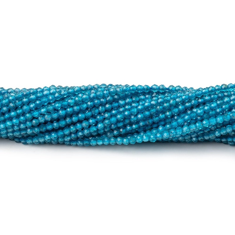 1.8mm Neon Blue Apatite Micro Faceted Round Beads 12.5 inch 200 pieces AA (ONLINE ORDER ONLY)