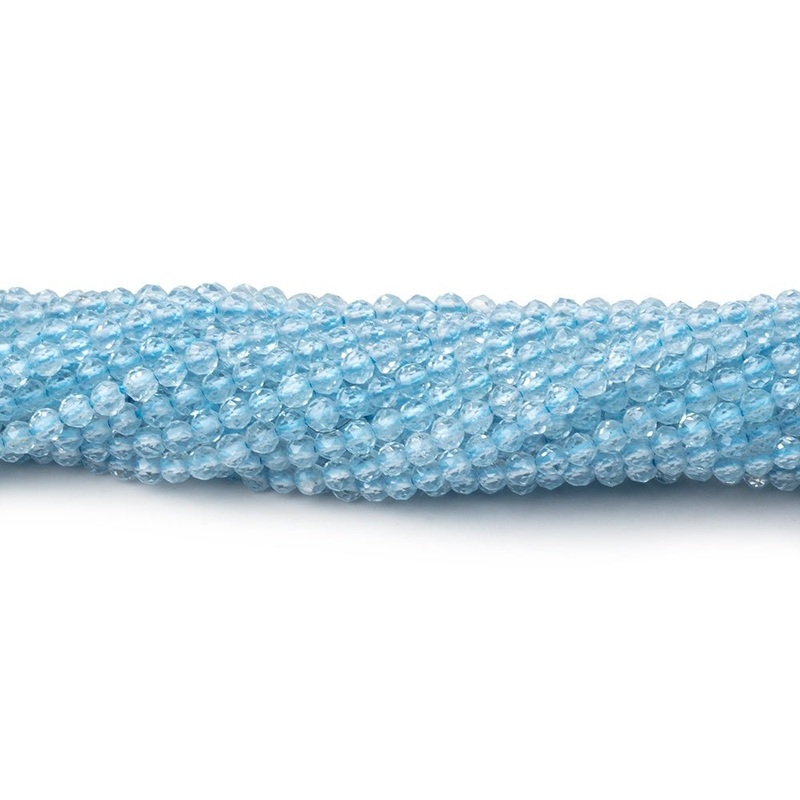 2.3mm Sky Blue Topaz Micro Faceted Round Beads 12.5 inch 144 pieces (ONLINE ORDER ONLY)