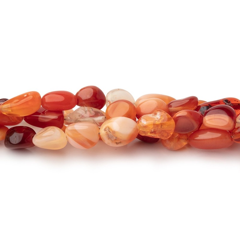 5×5-8x6mm Mexican Fire Opal plain nuggets 18 inch 60 Beads (ONLINE ORDER ONLY)