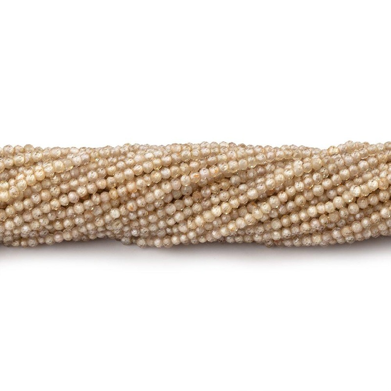 1.5mm Light Champagne Zircon Micro Faceted Rondelles 12.5 inch 233 beads AA (ONLINE ORDER ONLY)