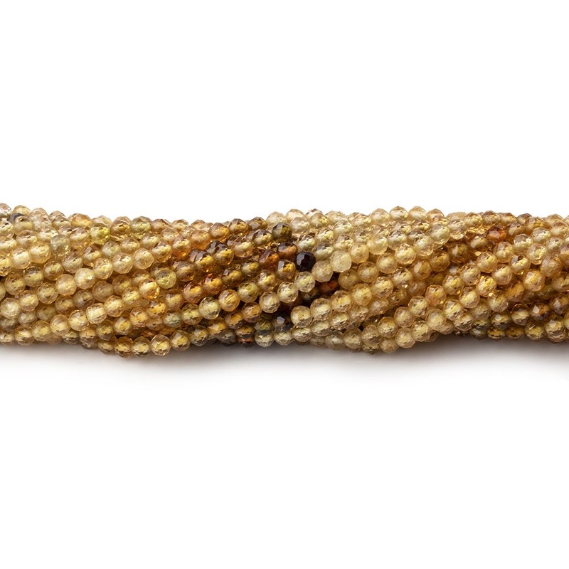2.5mm Golden Multi Color Tourmaline Micro Faceted Rounds 12.5 inch 139 Beads AAA (ONLINE ORDER ONLY)