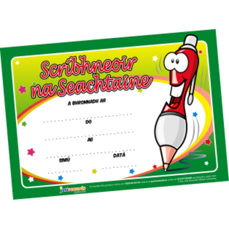 Scrbhneoir na Seachtaine Certificates