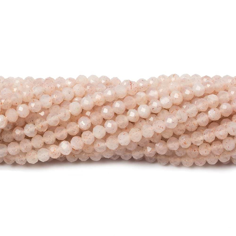 2.5mm Angel Skin Peach Moonstone Micro Faceted rondelles 13 inch 154 beads (ONLINE ORDER ONLY)