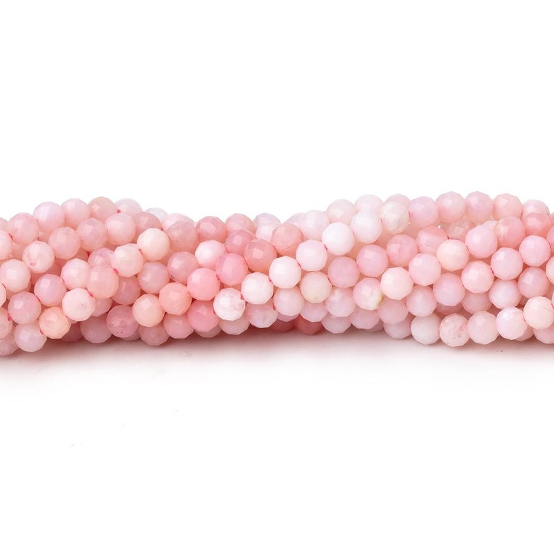 3mm Pink Peruvian Opal Micro Faceted Round Beads 12.5 inch 108 pieces (ONLINE ORDER ONLY)