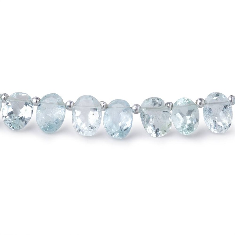 6×4-8x5mm Aquamarine Top Drilled Faceted Ovals 8.5 inch 40 Beads (ONLINE ORDER ONLY)