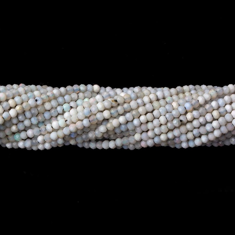 1.8mm Opaque Grey Australian Opal micro faceted rondelle beads 12.5 inch 220 pieces AA (ONLINE ORDER ONLY)