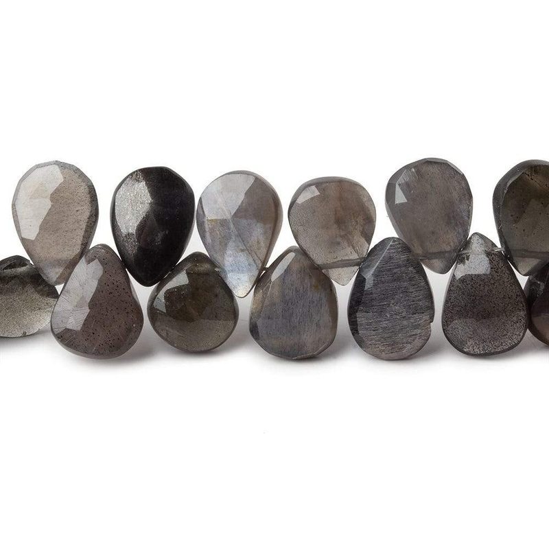 9×7-11x7mm Platinum Grey Moonstone faceted pears 8 inch 49 beads (ONLINE ORDER ONLY)