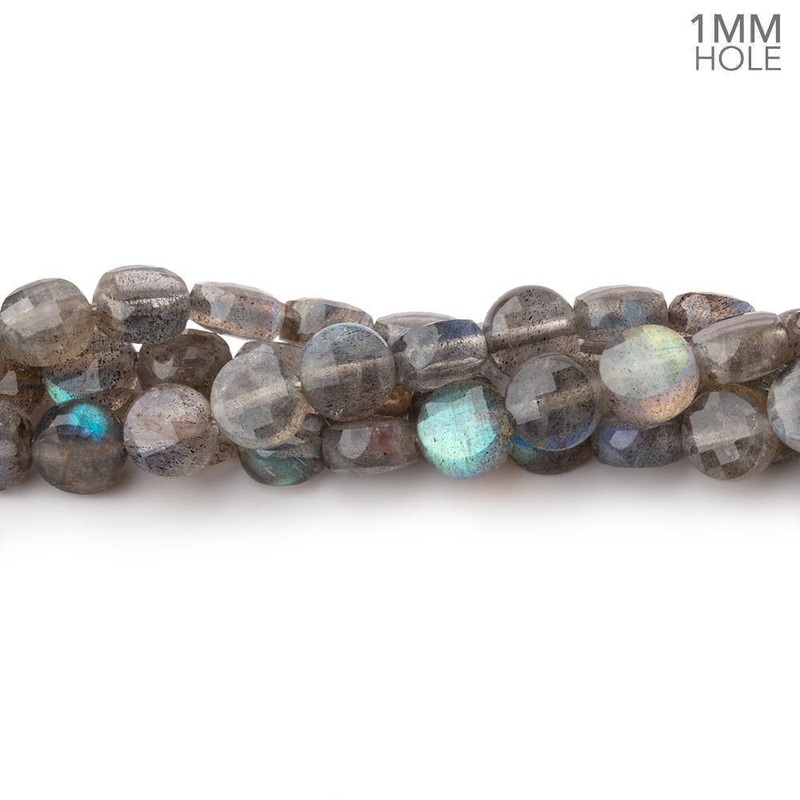6mm Labradorite Checkerboard Calibrated Faceted Coins 15 inch 60 beads (ONLINE ORDER ONLY)