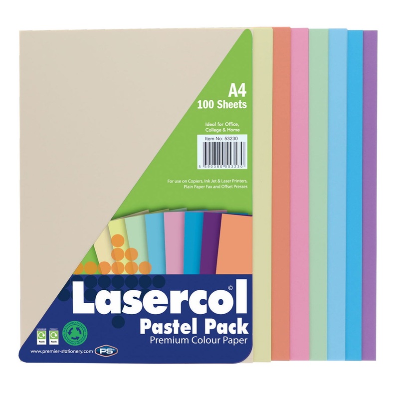 A4 Activity Paper Assorted Pastel Colours (Pack of 100 sheets)