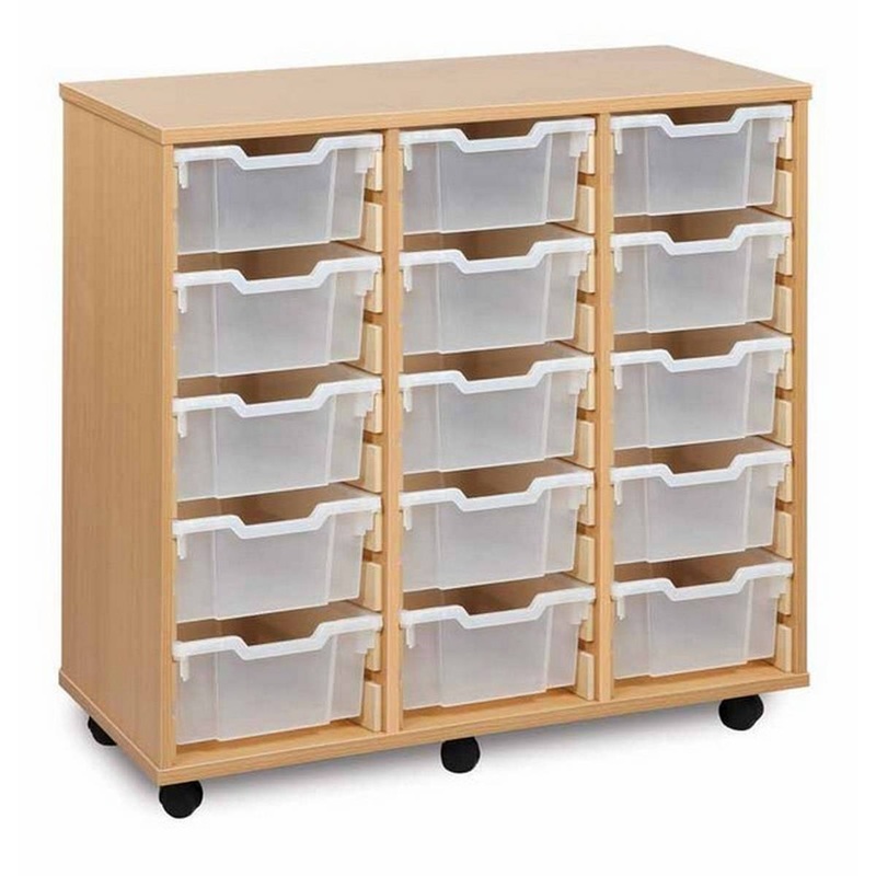 15 Deep Tray Storage Unit with 15 Deep Clear Trays