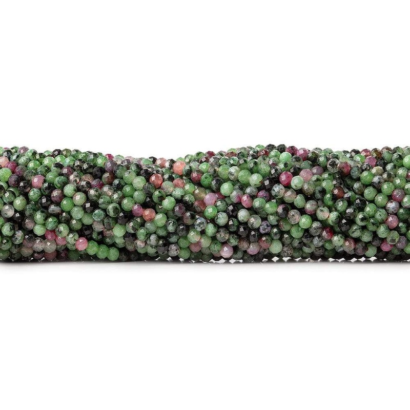 3mm Ruby & Zoisite micro faceted round beads 13 inch 130 pieces (ONLINE ORDER ONLY)