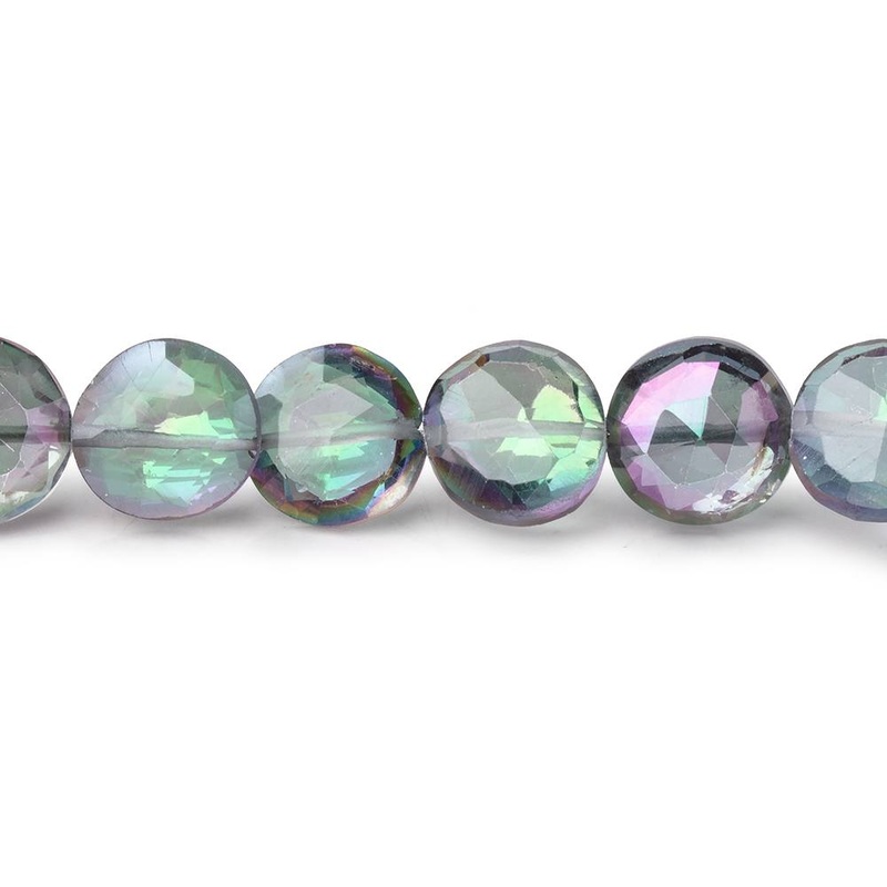 8-8.5mm Mystic White Topaz Faceted Coin Beads 9 inch 27 pieces (ONLINE ORDER ONLY)