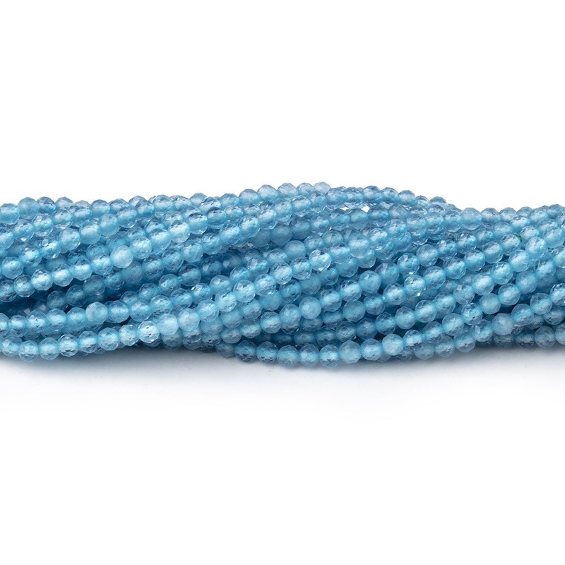 2.2mm Aquamarine Micro Faceted Rounds 12.5 inch 156 Beads (ONLINE ORDER ONLY)