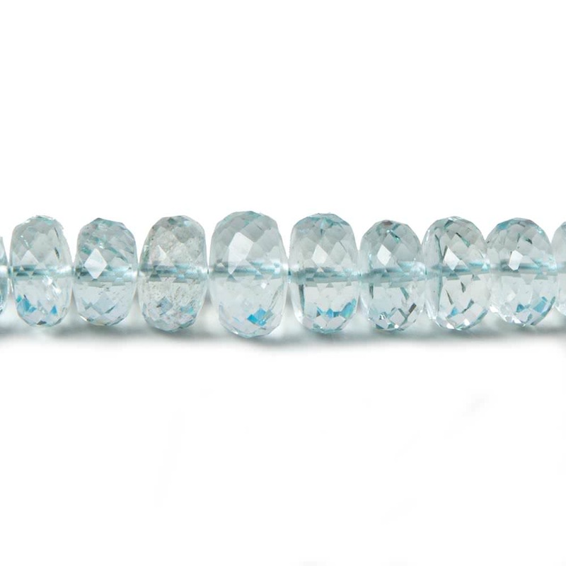 5-8.5mm Aquamarine faceted rondelles 16 inch 107 beads AA (ONLINE ORDER ONLY)