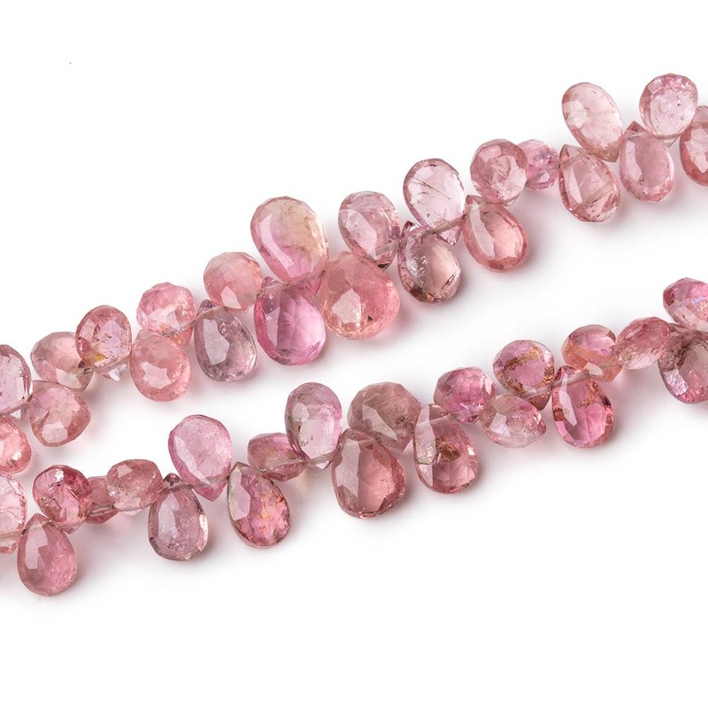 5×4-8x5mm Pink Tourmaline Faceted Pears Lot of Two Strands with 92 Beads (ONLINE ORDER ONLY)
