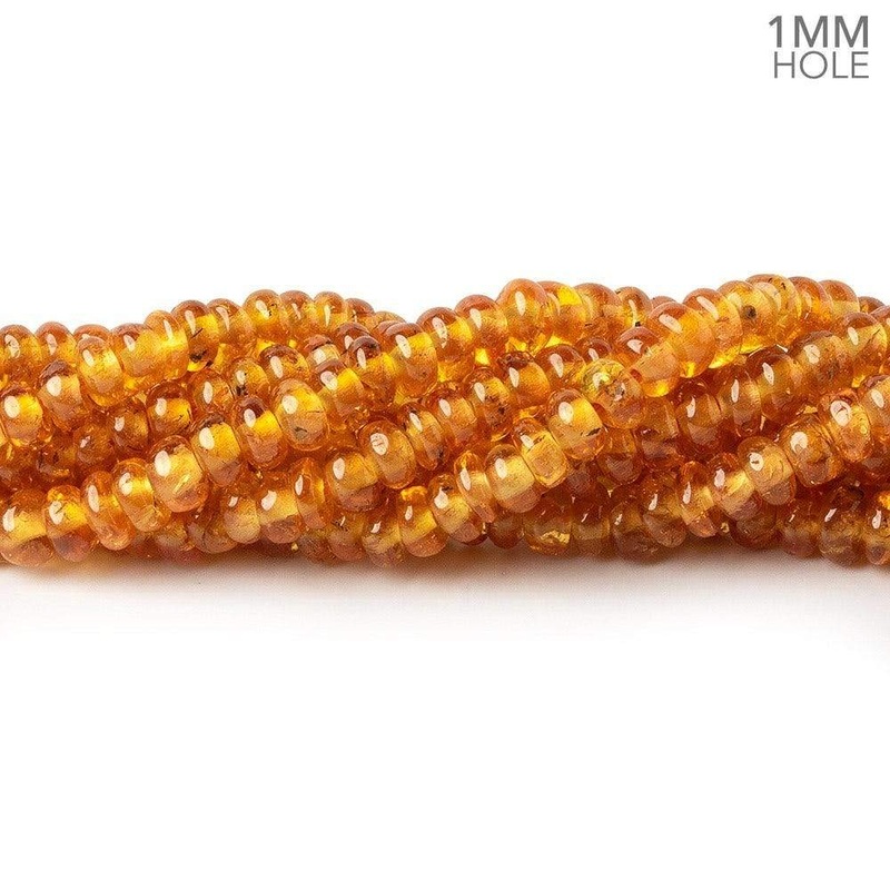 3.5-6mm Mandarin Garnet plain rondelle beads 18 inch 190 pieces 1mm large hole AA (ONLINE ORDER ONLY)