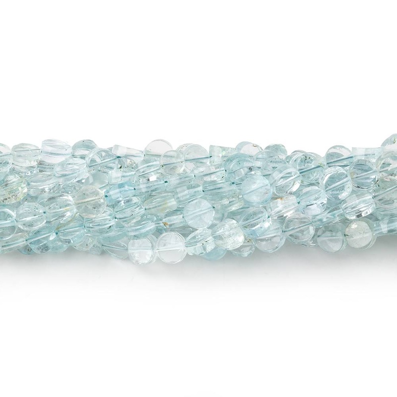 3.5mm Aquamarine Plain Coin Beads 16 inch 114 pieces (ONLINE ORDER ONLY)