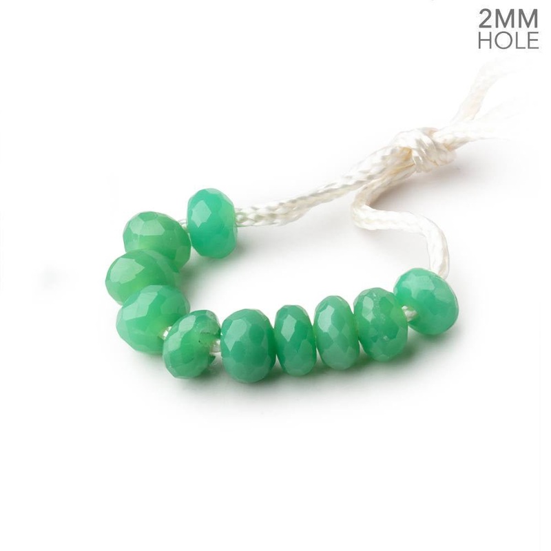 6mm Chrysoprase 2mm Large Hole Faceted Rondelle Set of 10 Beads (ONLINE ORDER ONLY)