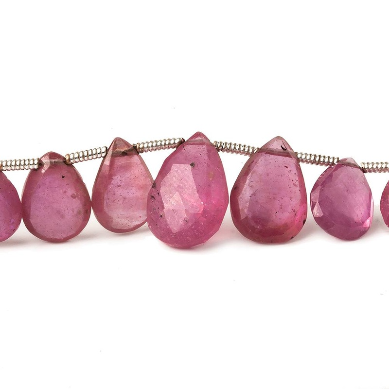 6×5-11x8mm Ruby Faceted Pear Briolettes 8 inch 26 beads (ONLINE ORDER ONLY)