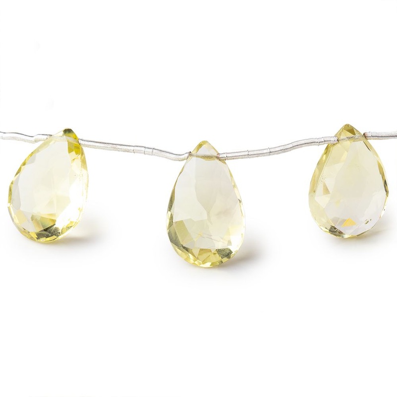 12-15mm Lemon Quartz Faceted Pear Beads 6.5 inch 9 pieces (ONLINE ORDER ONLY)
