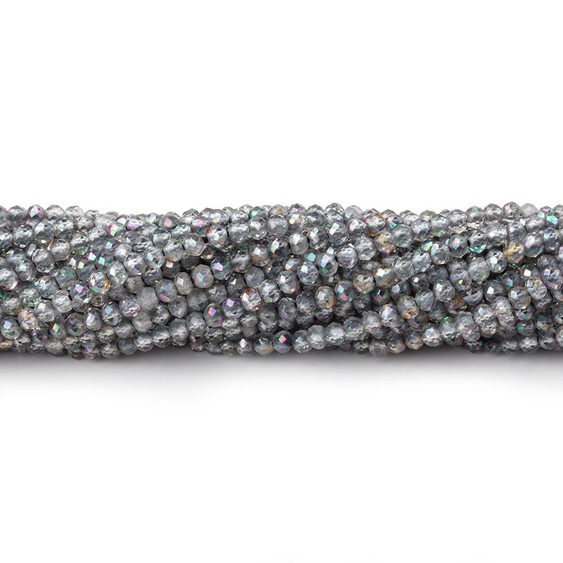 2mm Mystic Platinum Grey Topaz micro faceted rondelle beads 13 inch 180 pieces (ONLINE ORDER ONLY)
