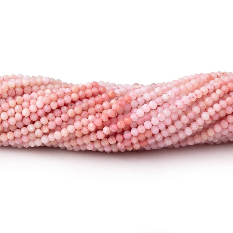2mm Shaded Pink Peruvian Opal Micro Faceted Rondelles 13 inch 178 Beads (ONLINE ORDER ONLY)