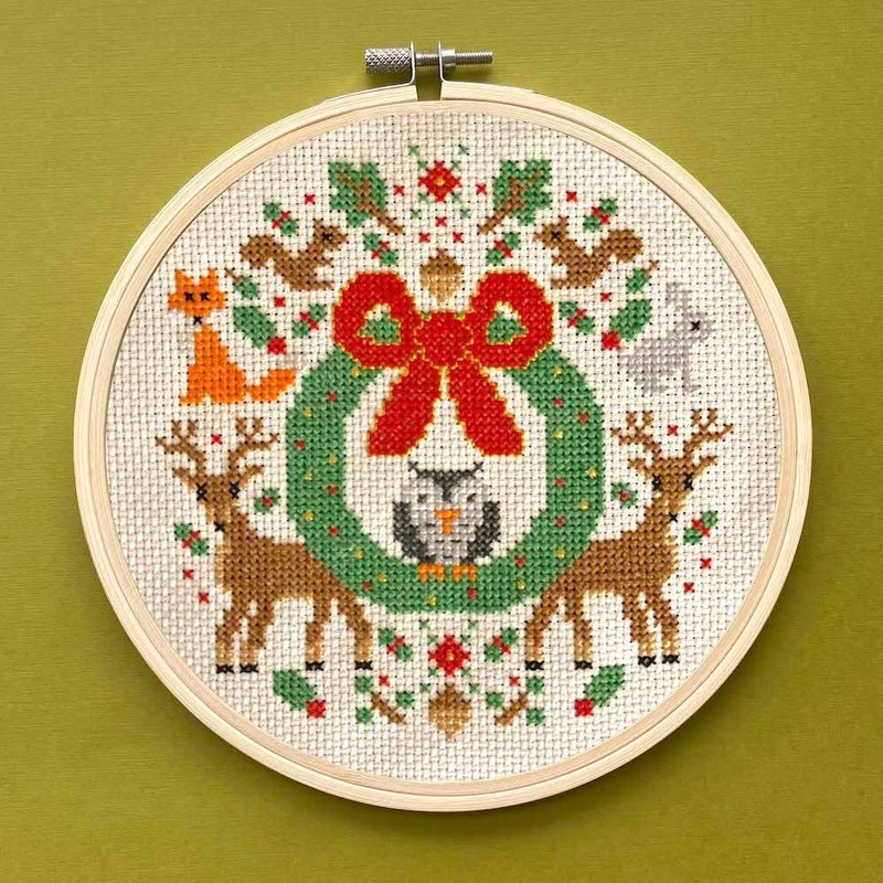 Woodland Christmas Wreath Cross Stitch Kit  7 Holiday Forest Design (ONLINE ORDER ONLY)