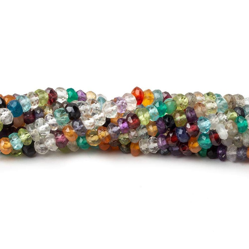 3mm Multi-gemstone Faceted Rondelle Beads 15 inch 170 pieces (ONLINE ORDER ONLY)