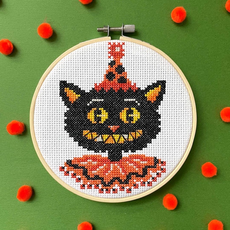 Spot Colors – Black Cat by Mary Engelbreit Counted Cross Stitch DIY KIT (ONLINE ORDER ONLY)