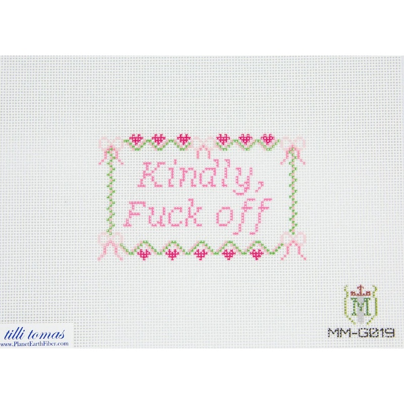 Kindly, F**k Off! Needlepoint Canvas  2.5×4, 18 Mesh by Misty Morrow (ONLINE ORDER ONLY)