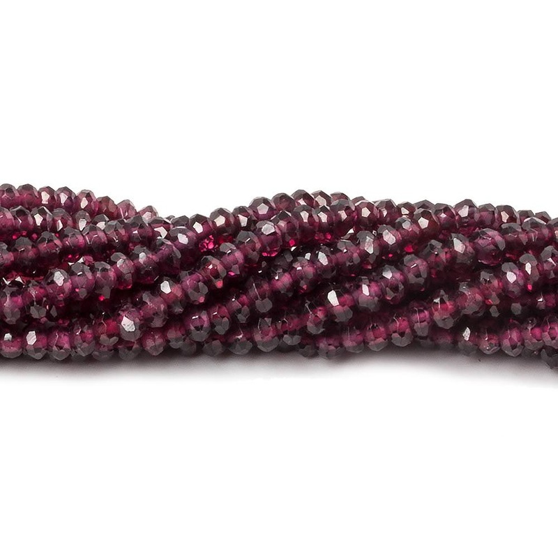 3mm Rhodolite Garnet faceted rondelle beads 13 inch 177 beads (ONLINE ORDER ONLY)