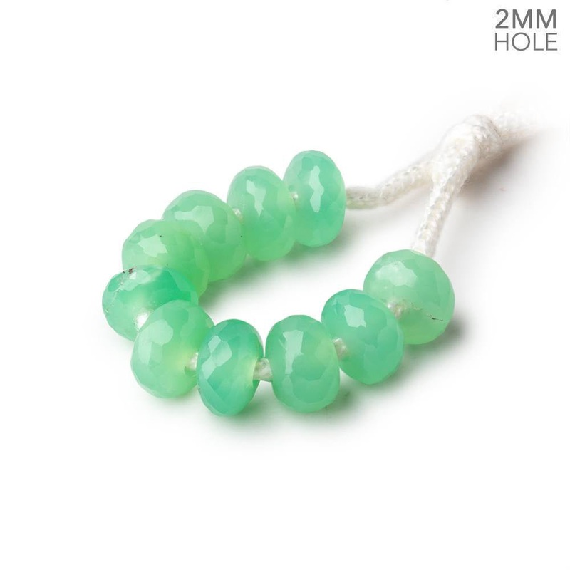 8mm Pale Chrysoprase 2mm Large Hole Faceted Rondelle Bead Set of 10 (ONLINE ORDER ONLY)