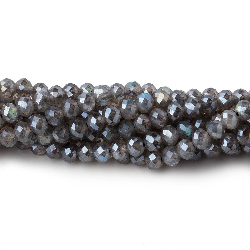 4mm Mystic Labradorite Micro Faceted Rondelle Beads 13 inch 90 pieces AAA (ONLINE ORDER ONLY)