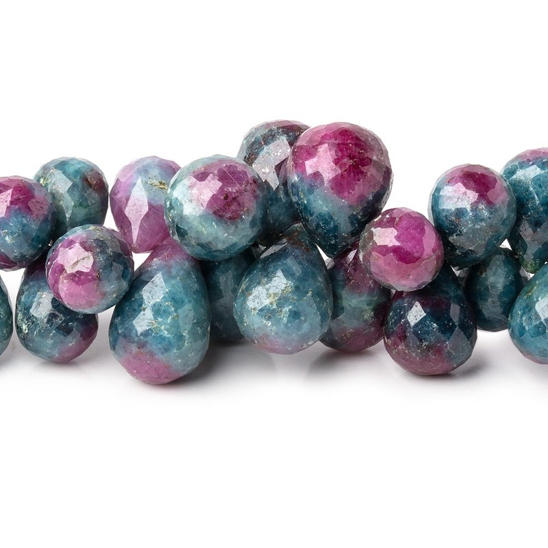 8×5-13x9mm Ruby in Zoisite Faceted Tear Drop Beads 8 inch 72 pieces (ONLINE ORDER ONLY)