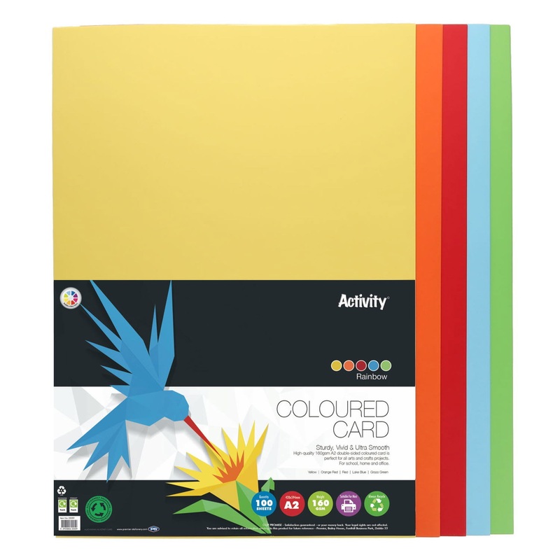 A2 160g Activity Card Rainbow Assorted Colours (Pack of 100 sheets)