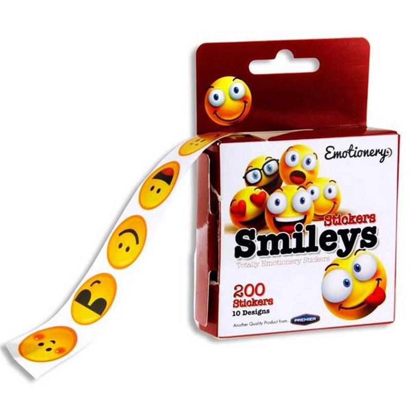 Smiley Faces Stickers Roll of 200 (10 designs)