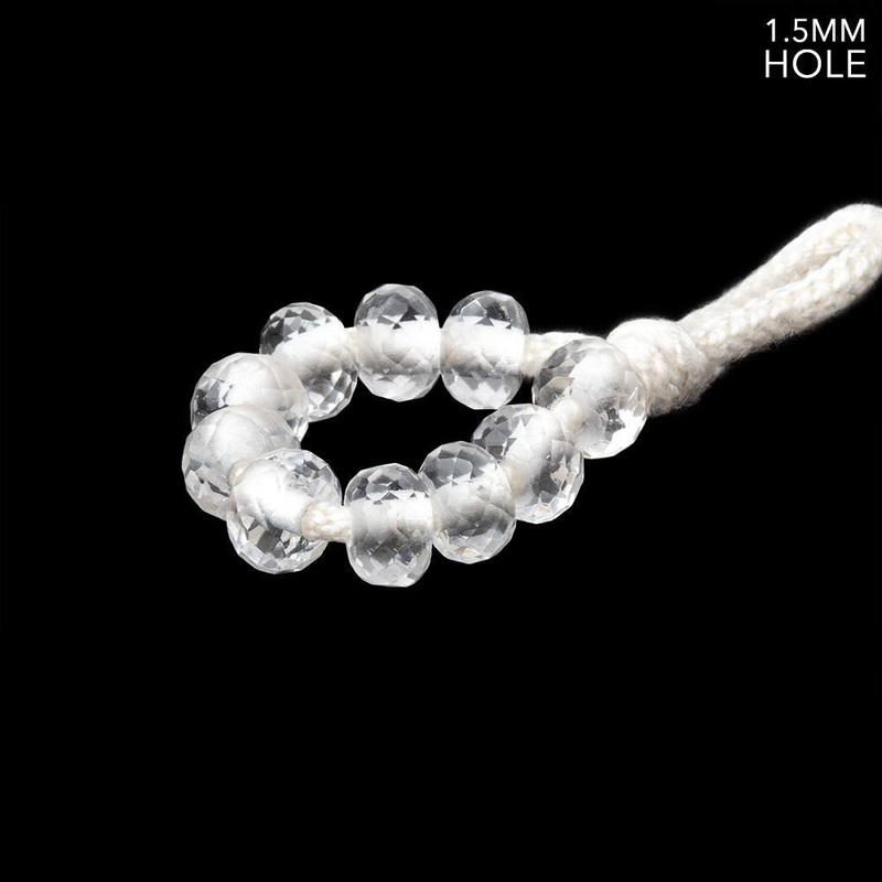 6mm White Topaz 1.5mm Large Hole Faceted Rondelle Bead Set of 10 (ONLINE ORDER ONLY)