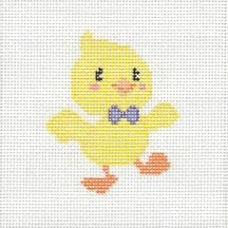 Chick Needlepoint Canvas with Bow Tie  4×4, 18 Mesh by Misty Morrow (ONLINE ORDER ONLY)